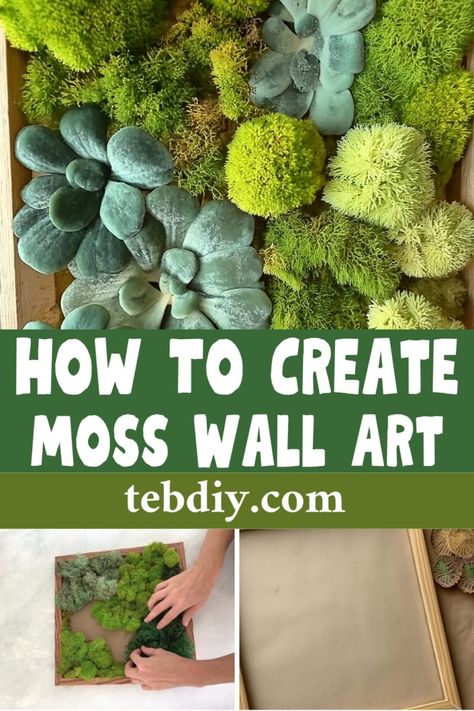 How To Create A DIY Moss Wall Art For Adding Green Thumb Indoor Diy Moss Wall Art, Diy Living Wall, Diy Moss Wall, Pallet Picnic Tables, Living Wall Diy, Tree Wall Art Diy, Vertical Pallet Garden, Diy Moss, Pallet Projects Garden