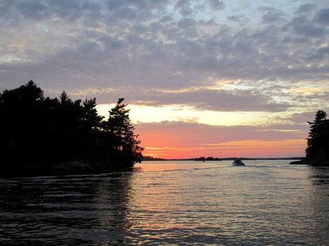 The beautiful St. Lawrence River at sunset St Lawrence River, Canada Cruise, Saint Lawrence River, I Am Canadian, St Lawrence, Heaven On Earth, Favorite Places