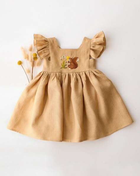 🌸 FLUTTER SLEEVE SQUARE NECKLINE DRESS 🌸 one of this season’s bestseller 💕 just choose your favorite color and add embroidery you like 💞 . . . #dannieandlilou#linenkidswear#linenclothing#linengirl#linendress#handmadeinukraine#kidsfashion#fortheloveoflinen #linenembroidery #embroidereddress Square Neckline Dress, Kids Dress Patterns, Baby Dress Design, Kids Illustration, Neckline Dress, Spring Summer Collection, Junior Outfits, Summer Clothing