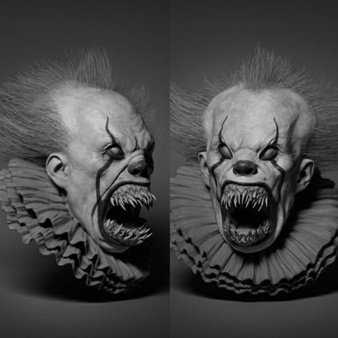 ArtStation - Pennywise , Luke Starkie Black Philip, Creepy Clown Pictures, Scream Horror Movie, Creepy Aesthetic, Masks Ideas, Evil Clown, Creepy Faces, Clown Horror, Graffiti Tattoo