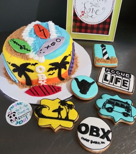 Outer Banks Cakes Ideas, Obx Outer Banks Birthday Cake, Outer Banks Cookies, Outerbanks Birthday Theme, Outer Banks Themed Birthday Party, Outer Banks Birthday Cake, Outer Banks Party Ideas, Outer Banks Cake, Outer Banks Birthday