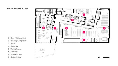 Gallery of Northside Library / NBBJ - 14 Public Library Architecture, Library Floor Plan, Public Library Design, Library Plan, Landscape Architecture Plan, Galleries Architecture, Mental Map, Library Architecture, House Floor Design