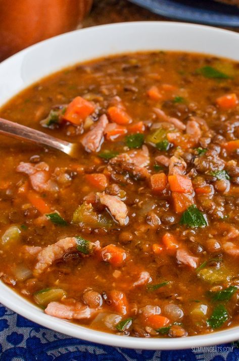 Noom Meals, Lentil And Bacon Soup, Slimmingworld Recipes, Veg Soup Recipes, Dieting Foods, Shred 10, Soup Maker Recipes, Cave Girl, Vegetarian Soups