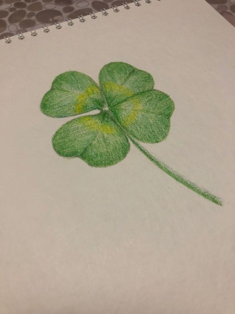 Simple Colored Drawings, Simple Colored Pencil Drawing, Easy Colored Pencil Drawing, Clover Drawing, Green Drawing, Fruit Art Drawings, 심플한 그림, Dibujo Simple, Blue Drawings