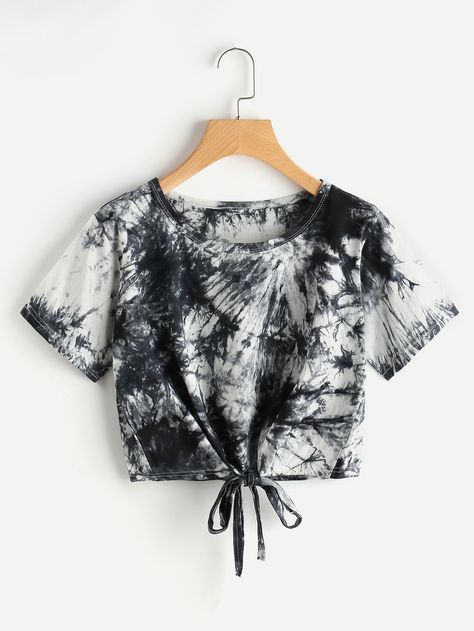 Shop Tie Dye Knot Front Crop Tee online. SheIn offers Tie Dye Knot Front Crop Tee & more to fit your fashionable needs. Tie Dye Knots, Belly Shirts, Tie Dye Diy, Tie Dye Crop Top, Trendy Fashion Tops, Tie Dye Shirts, Crop Top Outfits, Tween Outfits, Tie Dye T Shirts