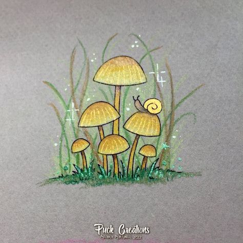 Tiny Mashroom page from The Mashroom Village Collection by @agotapopillustration . You can buy the set on her Etsy shop. I colored in a very simple technique and I used the new pencils by Faber-Castell: Black Edition. #agotapop #agotapopillustration #themashroomvillage #agotapophappycolouring #coloringforadults #paginedacolorare Fairy House Drawing, Village Drawing, Snail Mail Art, Easy Doodle Art, Sketchbook Art Journal, Mushroom Art, Art Drawings Sketches Creative, Beginner Painting, Sea Glass Art