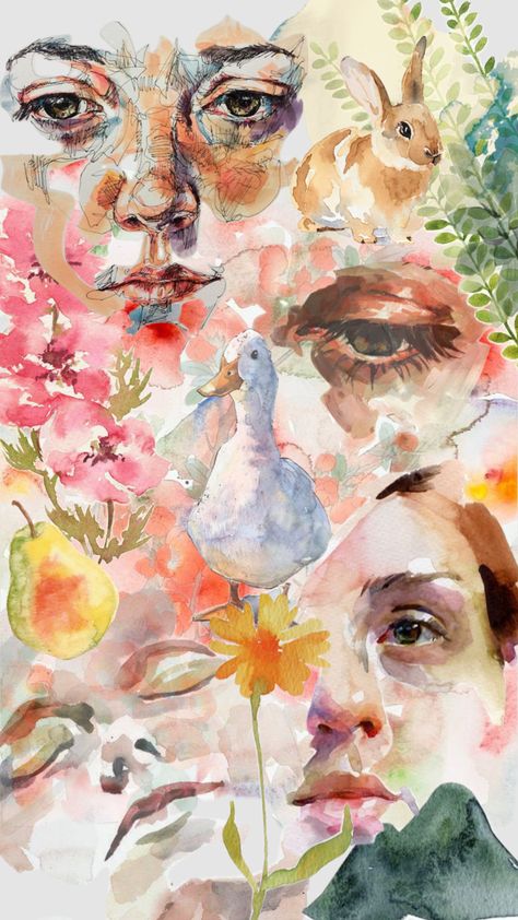 #watercolor Eyes Moodboard, Watercolour Eyes, Surreal Watercolor, Watercolour Collage, Expressive Watercolor, Watercolor Collage, Watercolor Aesthetic, Watercolor Eyes, Art With Meaning