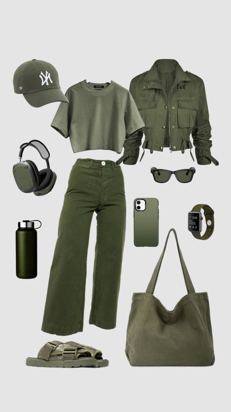 #outfitinspo #monochromeoutfit #monochrome #olivegreen #olive #green Green Monochrome Outfit, Olive Green Aesthetic, Olive Green Outfit, Green Monochrome, Monochrome Outfit, Green Outfit, Green Aesthetic, Aesthetic Clothes, Olive Green