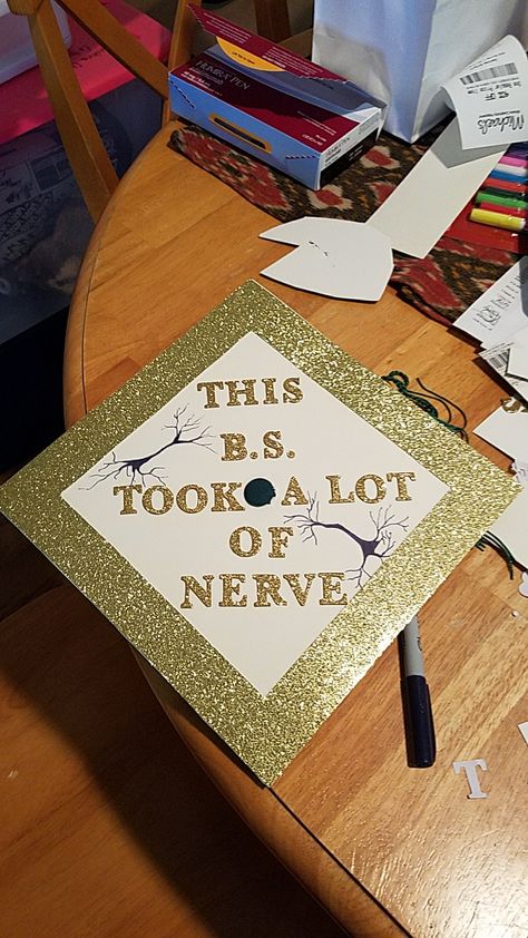 Graduation Cap! B.S. in Neuroscience & Biology. #graduation #gradcap #sciencepuns Biology Graduation Cap, Science Graduation Cap, Psychology Graduation Cap, Grad Cap Ideas, Biology College, College Grad Cap Ideas, High School Graduation Cap, College Graduation Cap Decoration, Grad Cap Designs