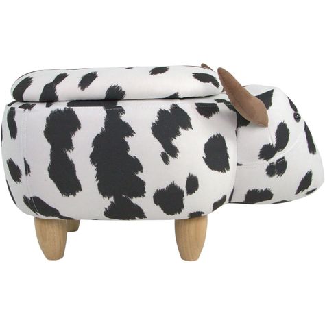 PRICES MAY VARY. Faux Leather Cute Animal Storage Ottoman: Moooo! Use this multifunctional cow as whimsical decor in a living room, kids room, nursery or playroom; Open the hinged lid to a creative, hidden solution for toys, electronics and books; Adults and kids alike will fall in love with this adorable little stool Soft and Comfortable: Soft faux-leather is comfortable enough to rest your feet on or sit on; Use it as a footstool under your desk or as an accent piece; Your small pets will love Playroom/living Room, Critter Sitters, Kids Ottoman, Unique Stools, Ottoman Furniture, Childrens Playroom, Black Ottoman, Step Stool Kids, Bedroom Playroom