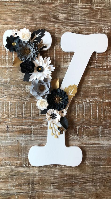 Floral Alphabet Letters Flower, Wooden Initial Letters Wall Decor, Letters Wall Decor, Alphabet Letter Templates, Baby Nursery Wall Decor, Floral Cake Topper, Letter Flower, Decoupage Printables, Wood Monogram