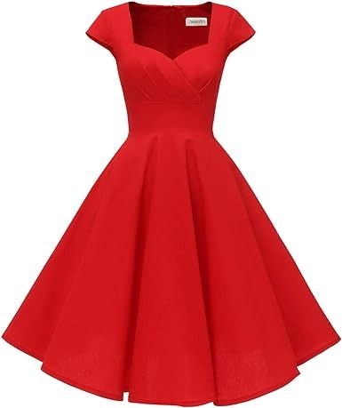 Amazon.com: Hanpceirs Women's Cap Sleeve 1950s Retro Vintage Cocktail Swing Dresses with Pocket Red XS : Clothing, Shoes & Jewelry Red 1950s Dress, 1950s Red Dress, 1950s Retro, Cocktail Dress Vintage, Vintage Cocktail, 1950s Dress, Caps For Women, Cap Sleeve, Shoes Jewelry