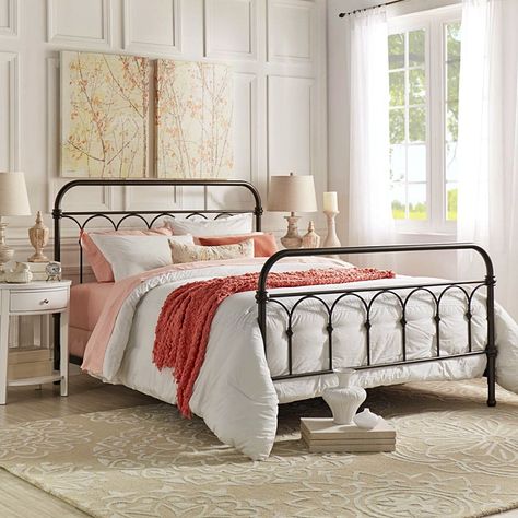 Country Style Metal Beds for a Small Bedroom Iq Kids, Iron Metal Bed, Bed Overstock, Bed Inspired, Childs Bedroom, Classic Bed, Queen Bed Frame, Iron Bed, Metal Bed