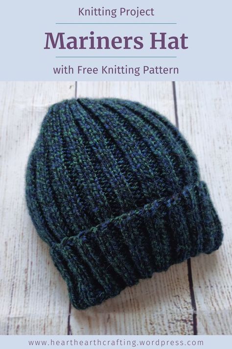 Mariners Hat Knitting Project - With Free Pattern Baby Mittens Knitting Pattern, Mens Hat Knitting Pattern, Free Aran Knitting Patterns, Laurie Halse Anderson, Easter Knitting, Knitting Patterns Free Dog, Easy Knit Hat, Beanie Pattern Free, Beanie Knitting Patterns Free