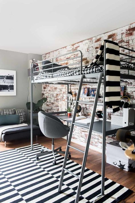 IKEA Kids’ Bedroom Ideas: Inspiration and Shopping | Hunker Boy Loft Bedroom Ideas, Boys Loft Bedroom Ideas, Bedroom Ideas Ikea, Ikea Kids Bedroom, Ikea Trofast Storage, Loft Beds For Small Rooms, Boys Bedroom Ideas, Room Revamp, Kombi Home