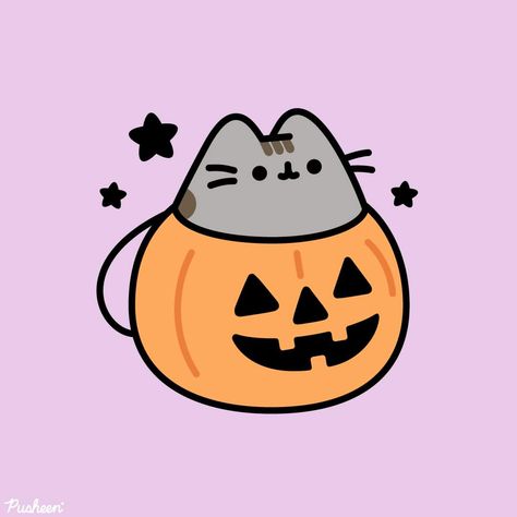 Cute Halloween Drawings, Pusheen Cute, Halloween Wallpaper Cute, Cat Happy, Images Kawaii, Pusheen Cat, Arabic Tattoo, Halloween Icons, Halloween Drawings