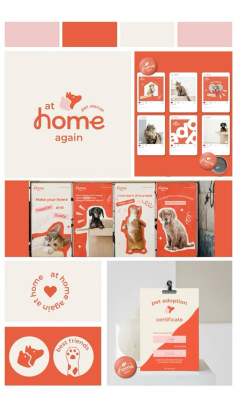 Branding, Graphic design, Pet adoption Pet Branding Color Palette, Colors Dogs Can See, Vet Graphic Design, Pet Business Branding, Dogs Graphic Design, Pet Shop Branding Design, Animal Branding Design, Pet Care Branding, Dog Brand Identity