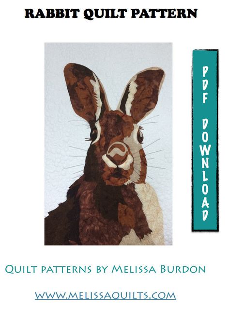 Rabbit Quilt, Fibre Artist, Wildlife Quilts, Zebra Art, Quilt Pattern Download, Raw Edge Applique, Applique Quilting, Freezer Paper, Animal Quilts