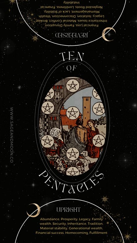 Ten Of Pentacles Tarot, Ten Of Pentacles, Key Meaning, Pentacles Tarot, Tarot Tips, Pentacles, Tarot Card Meanings, Minor Arcana, Birth Chart