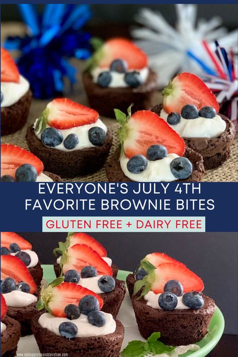 Grab And Go Desserts, Desserts Fourth Of July, Memorial Day Dessert, Dairy Free Whipped Topping, Chocolate Brownie Bites, Memorial Day Desserts, Brownie Bites Recipe, Homemade Brownie, Dairy Free Recipes Dessert