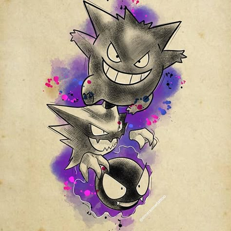 Ghastly Evolution, Gengar Evolution, Haunter Pokemon, Evolution Tattoo, Pikachu Tattoo, Her Tattoo, One Tattoo, Pokemon Tattoo, Tattoo Cover Up