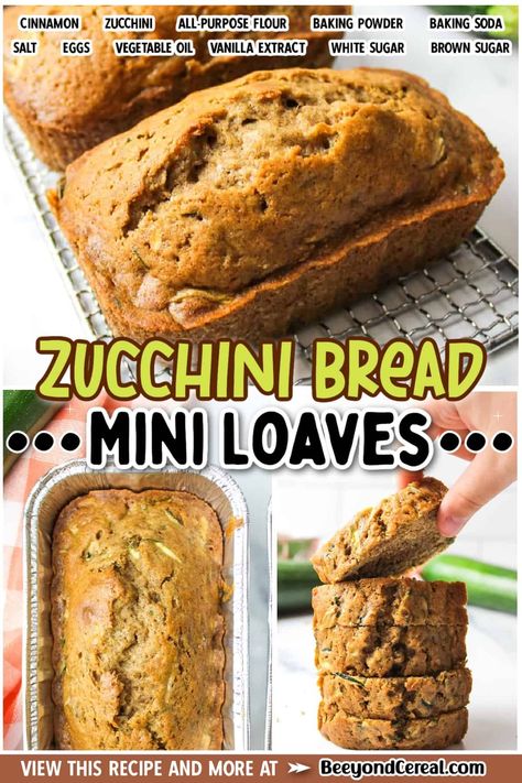 Best Zucchini Loaf Recipes, Baking Times For Mini Loaf Pans, Small Loaf Zucchini Bread, Mini Loaf Recipes Easy, Mini Loafs Of Bread, Small Bread Loaf, Mini Loaf Zucchini Bread Recipe, Mini Loaf Pan Recipes Breakfast, Flavored Loaf Bread