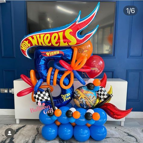 Hot Wheels Birthday Party Centerpieces, Hot Wheels Balloon Bouquet, Hot Wheels Balloon Arch, Hotwheels Balloon Arch, Hot Wheels Birthday Balloons, Hot Wheels Balloon Garland, Hot Wheels Pool Party, Monster Truck Birthday Balloon Arch, Hot Wheels Birthday Party Ideas Decoration