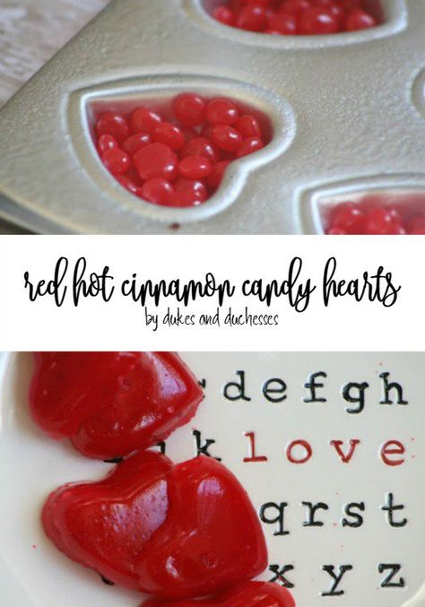 Use red hot candies to make these red hot cinnamon candy hearts that are perfect for topping cupcakes for Valentine's Day! Red Hot Candy Cookies, Hot Cinnamon Candy, Home Made Candy, Valentine Sweets, Red Hots Candy, Valentine Cupcakes, Cinnamon Candy, Red Hots, Homemade Candy