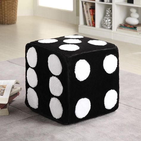 Contemporary Black Dice Ottoman Chair Footstools Poufs Plush Foam Soft Bedroom Fuzzy Rug Aesthetic, Cool Room Decorations, Edgy Bedroom Aesthetic, Dice Ottoman, Punk Interior Design, Soft Bedroom, Future Apartment Decor, Cute Bedroom Decor, Apartment Decor Inspiration