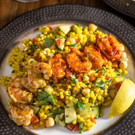 Oil Based Dressing, Harissa Shrimp, Moroccan Couscous Salad, Shrimp Couscous, Salad With Lemon Dressing, Moroccan Carrot, Moroccan Carrot Salad, Moroccan Carrots, Moroccan Couscous