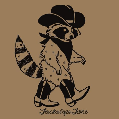 Susannah Jane Schaeffer | Yippee-ki-yay and yahoo. Who are you dancing with down behind the old barn? | Instagram Raccoon Line Art, Raccoon Sketch Simple, Raccoon Cartoon, Cute Raccoon Art, Cowboy Raccoon Tattoo, Cowboy Cat Tattoo, Cowboy Raccoon, Racoon Drawing, Who Are You