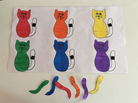 “Pin the tail on the kitty” - poster I made for my 2 year olds! Good sensory, fine motor and cognitive skill practice! They love this activity! Pin The Tail On The Kitty, Theme Week Ideas, Aba Crafts, Colour Activities, Aba Activities, Pet Activities, Crafts Classroom, Pin The Tail, Prek Teacher