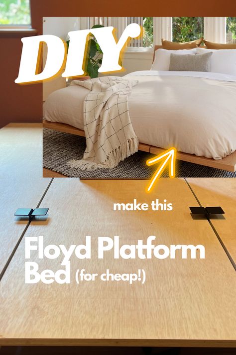 The original Floyd platform bed retails between $975-$1500. I bought the Floyd Frame Hardware for $215 (memorial day sale) and decided to DIY the wood panels and saved around $600 total #DIY #Craft #woodworking Diy Low Platform Bed Frame, Plywood Platform Bed Diy, Floyd Bed Diy, Japanese Platform Bed Diy, Floyd Bed Bedroom Ideas, Minimalist Bed Frame Wood, Diy Low Bed Frame, Floyd Bed Frame, Diy Day Bed