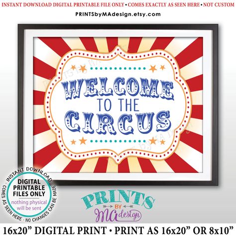 Welcome to the Circus Sign, Circus Theme Party, Greatest Show on Earth, Festival, Birthday Party, PRINTABLE 8x10/16x20” Welcome Sign Welcome To The Carnival Sign, Arrow Pointing Right, Greatest Showman Party, Circus Signs, Carnival Signs, Welcome To The Circus, Theme Carnaval, Circus Theme Party, Carnival Ideas