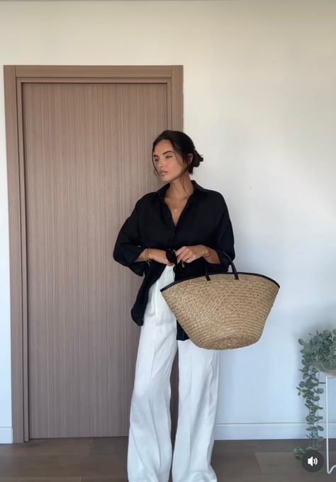 White Linen Pants Outfit Work, How To Style White Linen Pants, Black Shirt And White Pants, Formal Beach Outfit, Linen Pants Outfit Black, Black Shirt White Pants, White Linen Pants Outfit Casual, Black Linen Shirt Outfit, Formal Summer Outfits