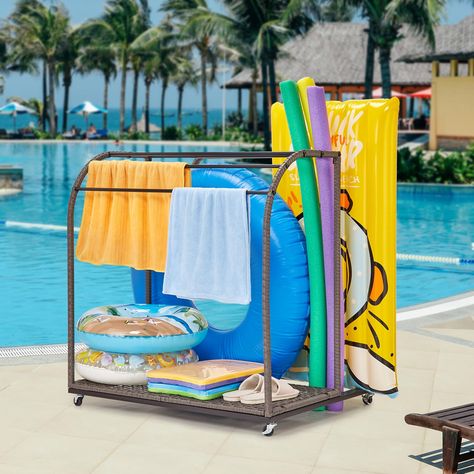 Towel Rack Outdoor, Poolside Towel Rack, Beach Towel Rack, Outdoor Towel Rack, Float Storage, Pool Float Storage, Floating Flower Candles, Towel Rack Pool, Blanket Rack