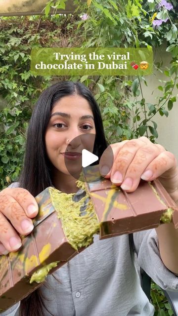 Hiba | Food and Travel Content on Instagram: "DUBAI’S VIRAL CHOCOLATE BAR @fixdessertchocolatier  Taste Test Episode 2 🤤  It is too expensive for a small bar costs 89 dhs (24 USD) with delivery 😬 Too sweet for me because I prefer dark chocolate. However the filling is very unique, I’ve never had this flavor before and it’s worth a try 😉 🍫  You need to place your order online (link in their bio) at 5pm otherwise it’s sold out.  Follow me for more food reviews and hidden gems @cloudninecouture   Share this video with someone who loooves kunafa   #trending #viralchocolatebar #foodreel #foodies #mukbang #tastetest #explore #whattoeat #uae #dxb #dubai #mydubai #dubaifood #uaecontentcreator #asmr #trend #foodstagram #kunafachocolate #viralfoodtrend" Dubai Famous Chocolate, Dubai Candy Bar, Viral Dubai Chocolate Recipe, Viral Chocolate Bar, Dubai Viral Chocolate, Dubai Viral Kunafa Chocolate Recipe, Kanafeh Chocolate Bar, Kunafa Chocolate Recipe, Dubai Kunafa Chocolate