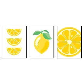 Lemon Artwork, Lemon Crafts, Lemon Kitchen Decor, Lemon Painting, Lemon Kitchen, Lemon Art, Wall Art Decor Prints, Lemon Decor, Set Of 3 Prints