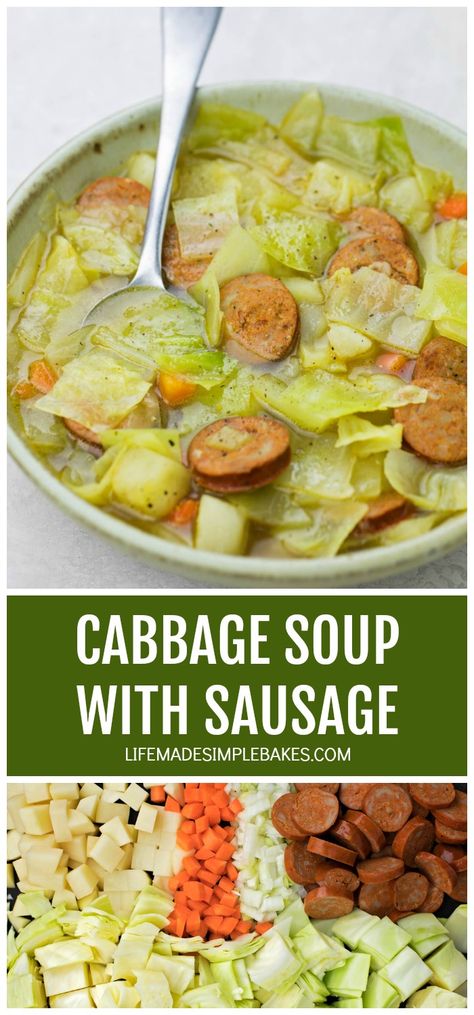 Cabbage Soup With Sausage, Cabbage And Sausage Soup, Savory Cabbage, Cabbage Soup Crockpot, Cabbage Soup Diet Plan, Soup Cabbage, Soup With Sausage, Cabbage Soup Diet Recipe, Sausage Soup Recipes