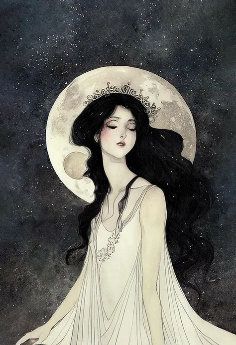 Good Night Dear, الفن الرقمي, Book Cover Illustration, Cover Illustration, Arte Inspo, Goddess Art, Fairytale Art, Moon Goddess, Ethereal Art