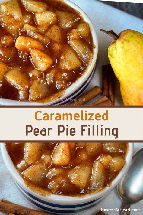 Fresh Pear Recipes, Carmelized Pears, Pear Pie Filling, Pear Sauce Recipe, Pear Recipes Easy, Cinnamon Sauce, Pear Pie Recipe, Caramelized Pear, Pear Dessert Recipes