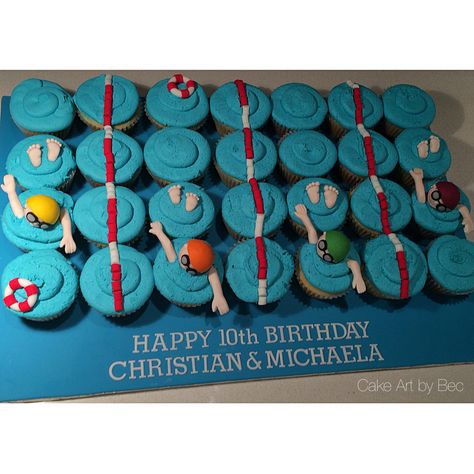 Swimming cupcakes. Swim Team Cupcakes, Swim Party Cupcakes, Swimming Cupcakes, Swim Cake, Pool Cupcakes, Swim Banquet, Swimming Cake, Company Ideas, Olympic Party