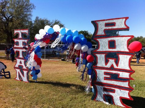 peewee football homecoming decorations                                                                                                                                                                                 More Peewee Football, Homecoming Decorations, Homecoming Floats, Football Banquet, Football Party Decorations, Sports Banquet, Homecoming Games, Homecoming Parade, Football Crafts