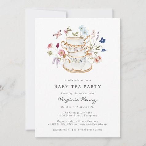 High Tea Invitations, Butterfly Tea Party, Tea Party Baby Shower Invitations, Bridal Tea Party Invitations, Bridal Tea Invitations, Tea Party Bridal Shower Invitations, Tea Bridal Shower Invitations, Pink Bridal Shower Invitations, Intimate Gathering