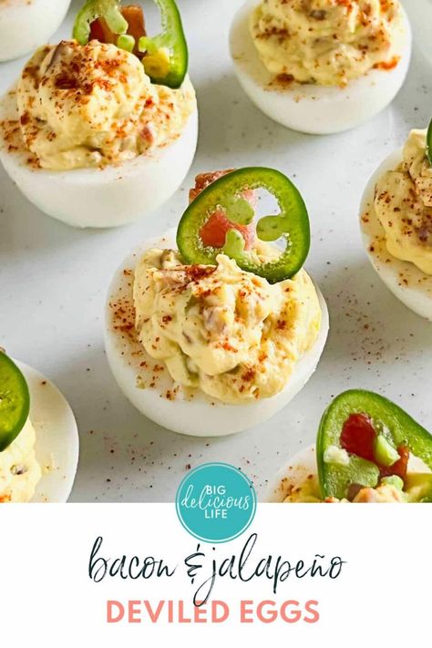 Deviled eggs are the perfect, easy to make appetizer for any occasion. Jazz up this traditional dish with this bacon jalapeño deviled egg recipe. Bacon Deviled Eggs Recipe, Jalapeno Deviled Eggs, Perfect Deviled Eggs, Deviled Egg Recipe, Summer Picnic Food, Devilled Eggs Recipe Best, Best Deviled Eggs, Deviled Eggs Easy, Bacon Deviled Eggs