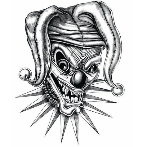 "Vintage" NFT - Design originally hand drawn in pencil 25 years ago. Scanned at 600 dpi on then top of the prograde flatbed scanner, then converted to 300 dpi - 25in square in photoshop. Never before printed, First time in digital format. Never Posted online, Never Inked tattoo design. Tattoos Clown, Tattoos Dark Art, Tattoo Evil, Clown Tattoos, Evil Clown Tattoos, Evil Clown, Scary Drawings, Clown Tattoo, Doodle Art Drawing