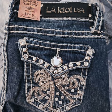 La Idol Bootcut Bling Bling Jeans Flared Jeans Rhinestone, Y2k Rhinestone Jeans, Blinged Jeans, Jeans With Diamonds, Bedazzled Pants, Mexican Jeans, Jeans With Gems, Girly Outfit Ideas, Mc Bling