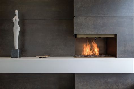 Neolith is a natural choice for fireplace surrounds. Mid Modern Living Room, Modern Wood Burning Stoves, Marble Trend, Quartz Slab, Mountain Modern, Sintered Stone, Modern Fireplace, Fireplace Wall, Fireplace Design