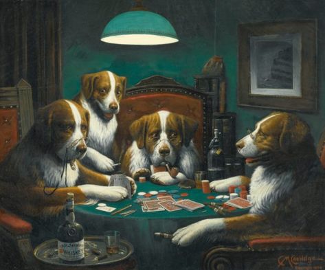 It's a Dog's Life According to Cassius Marcellus Coolidge | DaliyArt Dogs Playing Poker, Kitsch Art, Dogs Playing, Poker Game, Poker Games, Great Paintings, Norman Rockwell, Painting Reproductions, Parks And Recreation