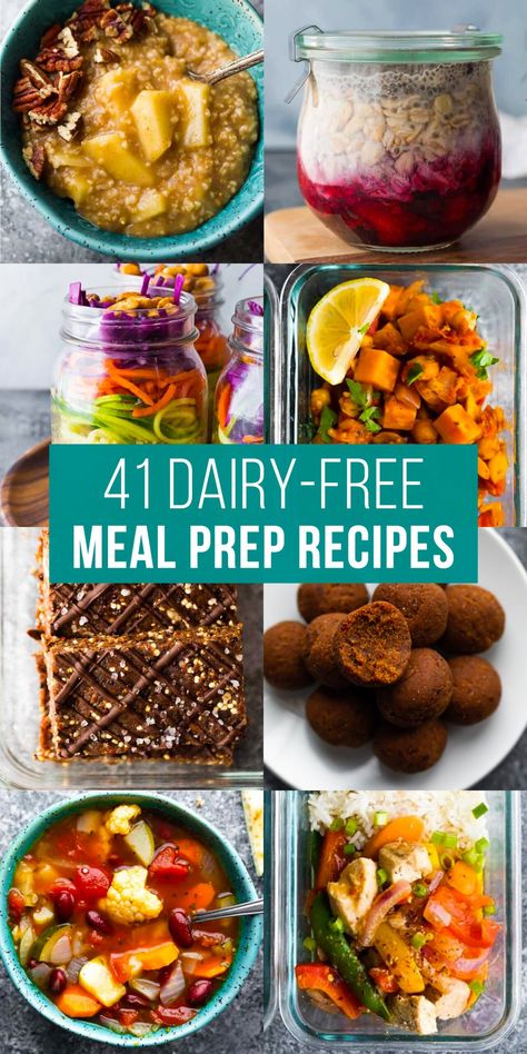 image graphic with text reading: 41 dairy-free meal prep recipes Sweet Peas And Saffron, Vegan Spring Rolls, Healthy Egg Breakfast, Homemade Fajita Seasoning, Chicken Wrap Recipes, Image Graphic, Healthy Lunch Meal Prep, Meal Prep Recipes, Breakfast Meal